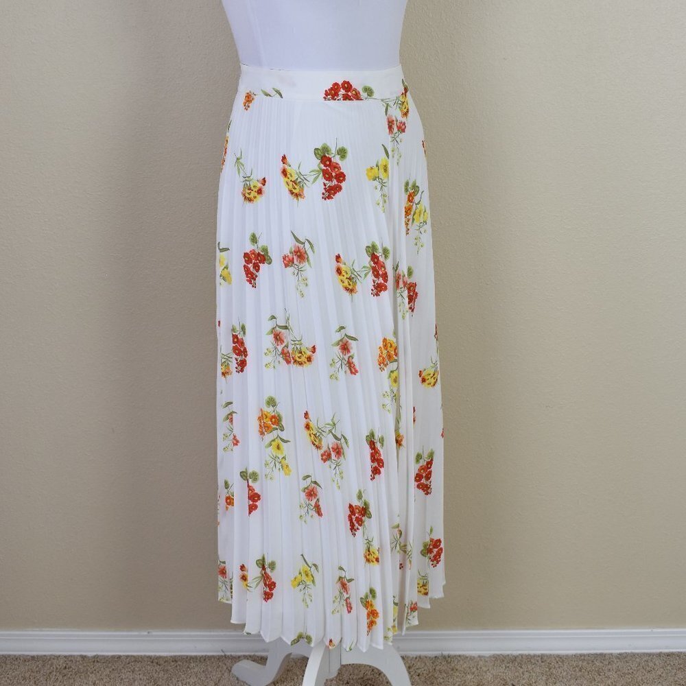 LOFT Pleated Floral Midi Skirt 8 - Picture 5 of 7